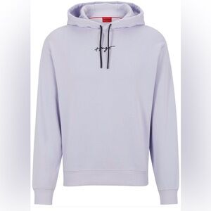 HUGO Men’s Dalegre regular fit cotton hoodie in lavender Size Medium